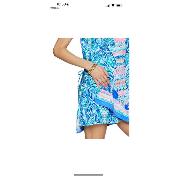 Lilly Pulitzer Donna Romper Dress Sz 2 Feel The Beat Engineered Pink Blue Preppy - Picture 5 of 16